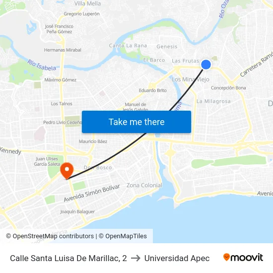 Calle Santa Luisa De Marillac, 2 to Universidad Apec map