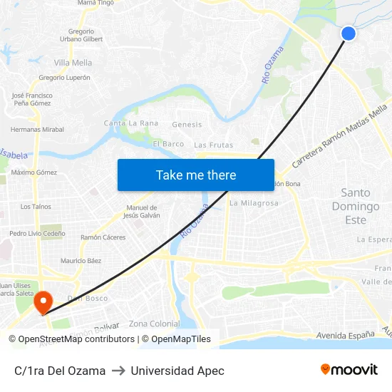 C/1ra Del Ozama to Universidad Apec map