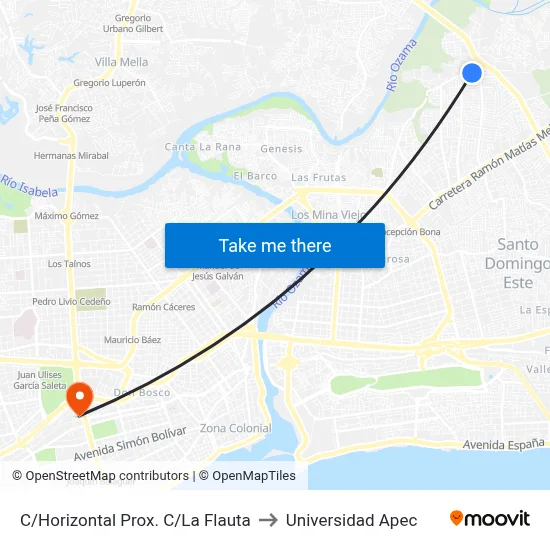 C/Horizontal Prox. C/La Flauta to Universidad Apec map
