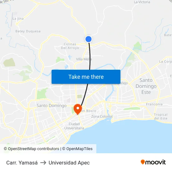 Carr. Yamasá to Universidad Apec map