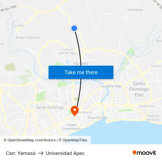 Carr. Yamasá to Universidad Apec map