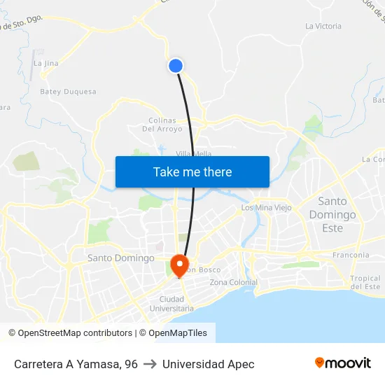 Carretera A Yamasa, 96 to Universidad Apec map