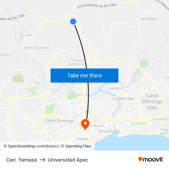Carr. Yamasá to Universidad Apec map