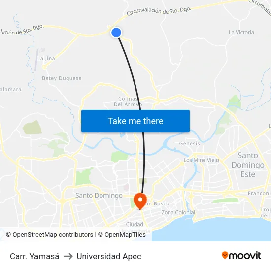 Carr. Yamasá to Universidad Apec map