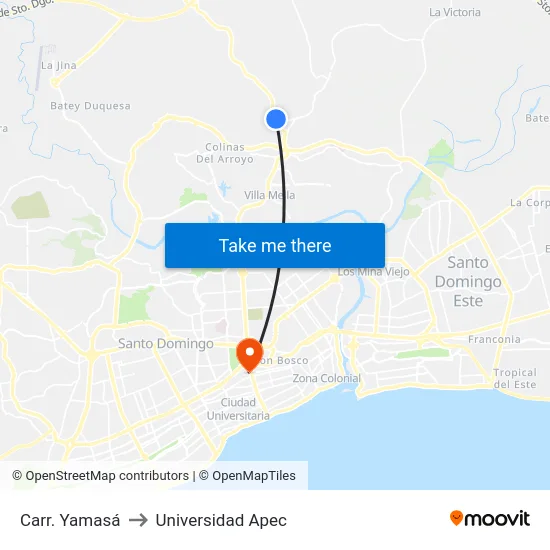 Carr. Yamasá to Universidad Apec map