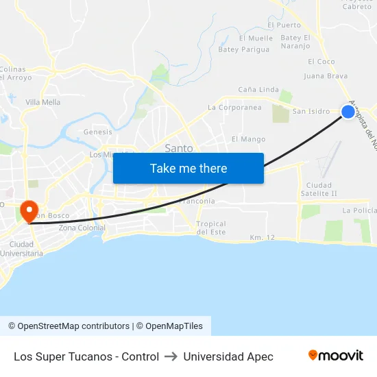 Los Super Tucanos - Control to Universidad Apec map