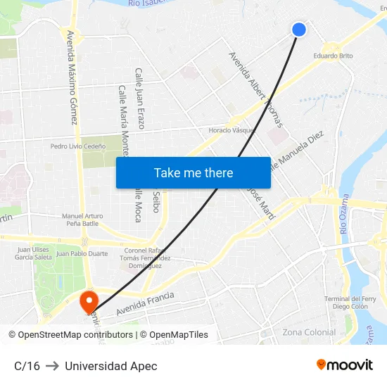 C/16 to Universidad Apec map