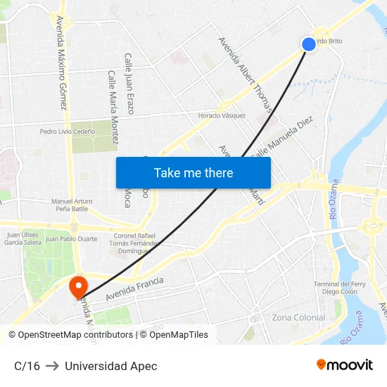C/16 to Universidad Apec map
