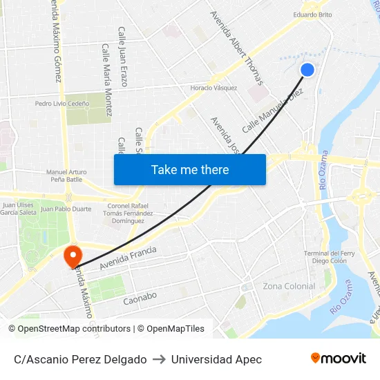 C/Ascanio Perez Delgado to Universidad Apec map