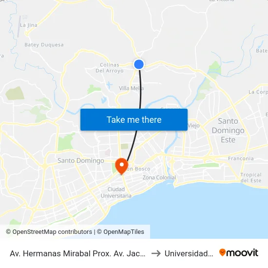 Av. Hermanas Mirabal Prox. Av. Jacobo Majluta to Universidad Apec map