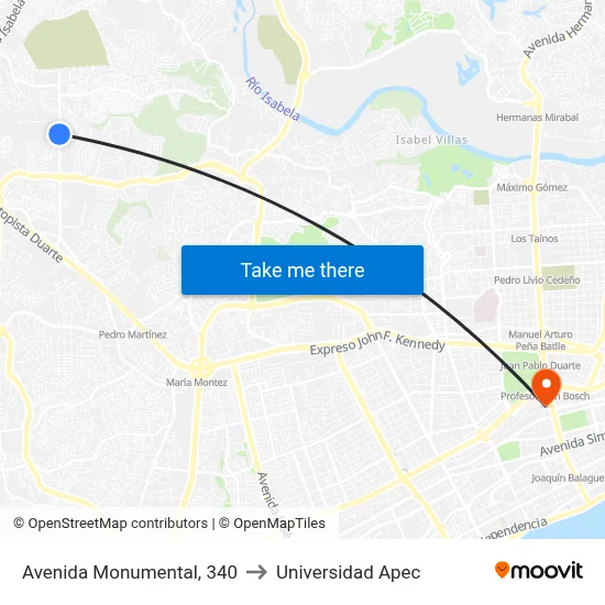 Avenida Monumental, 340 to Universidad Apec map