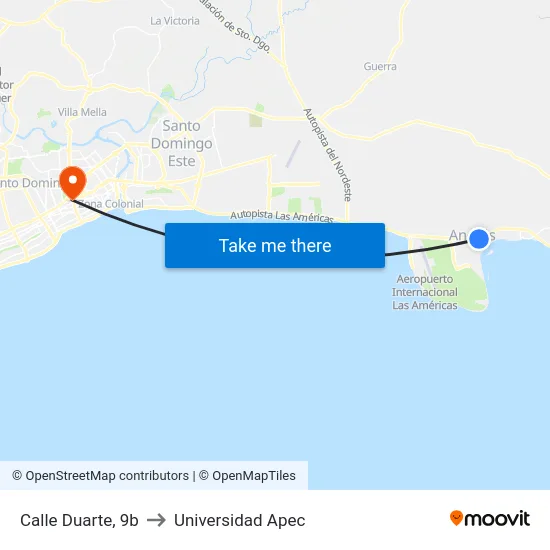 Calle Duarte, 9b to Universidad Apec map