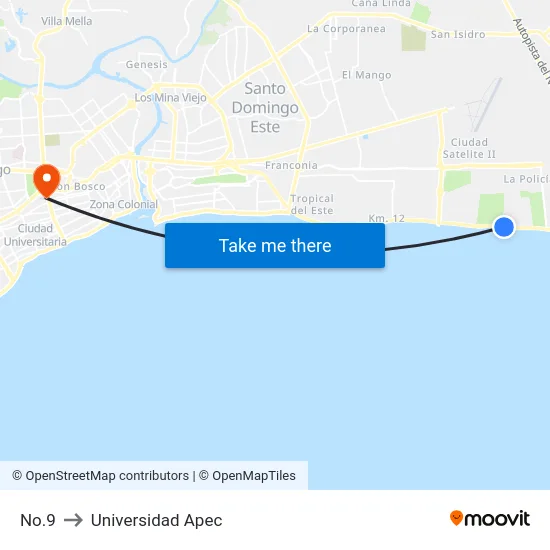 No.9 to Universidad Apec map