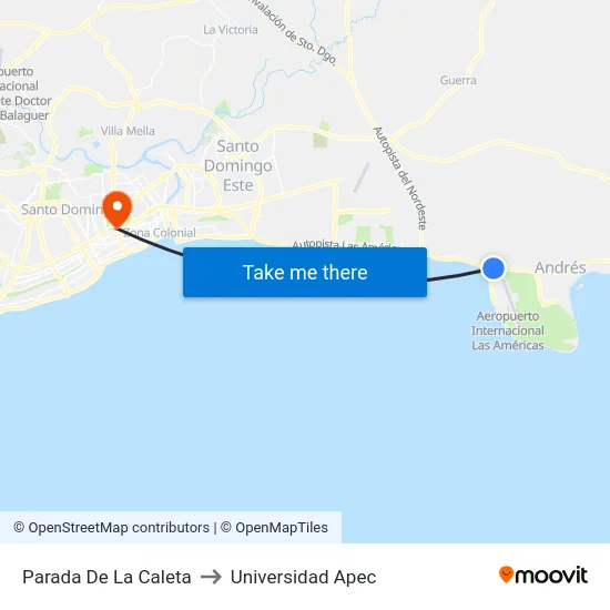 Parada De La Caleta to Universidad Apec map
