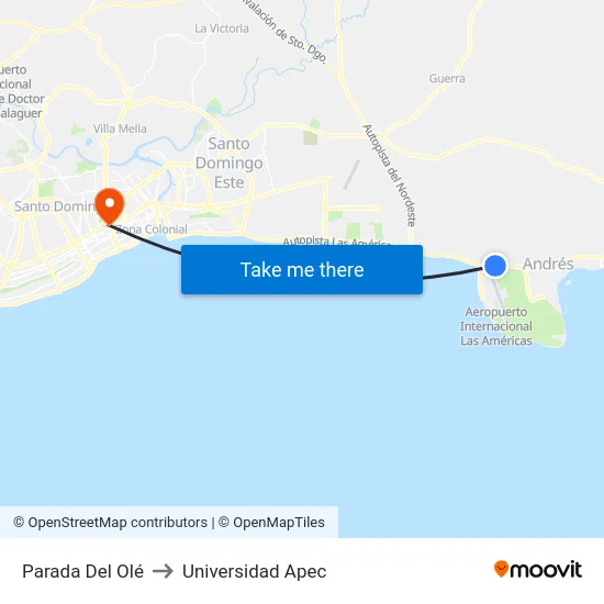 Parada Del Olé to Universidad Apec map