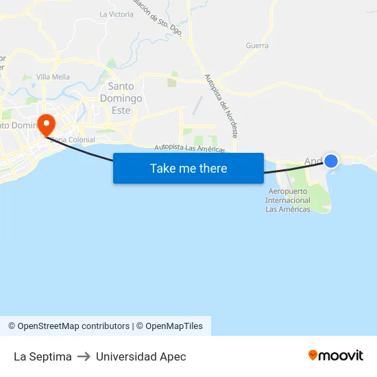 La Septima to Universidad Apec map