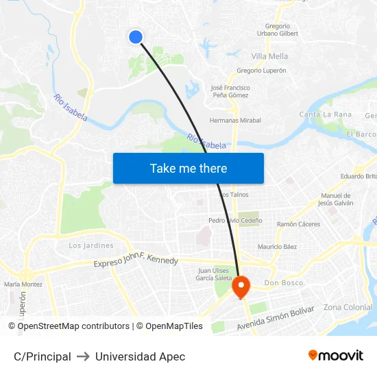 C/Principal to Universidad Apec map