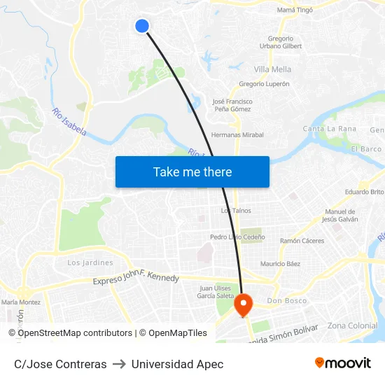 C/Jose Contreras to Universidad Apec map