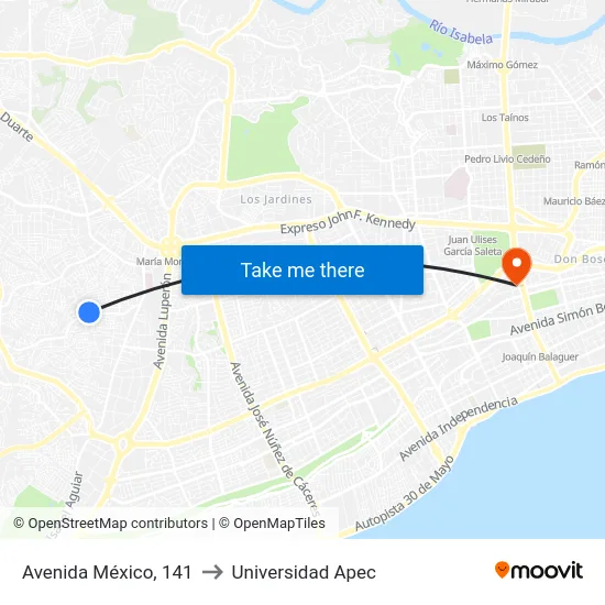 Avenida México, 141 to Universidad Apec map