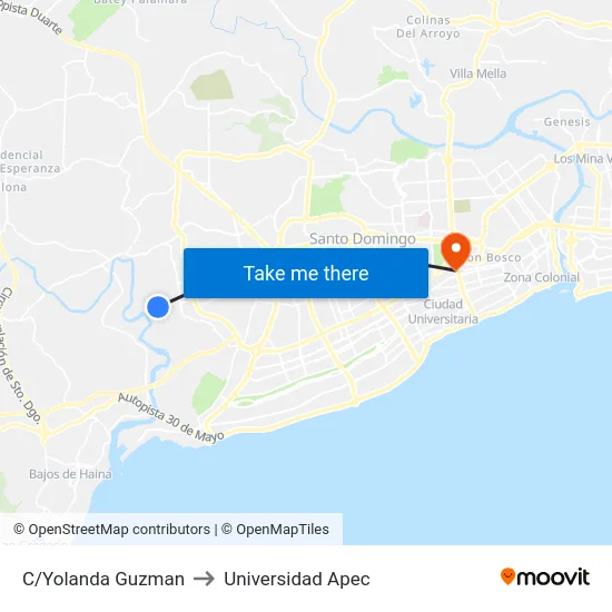 C/Yolanda Guzman to Universidad Apec map