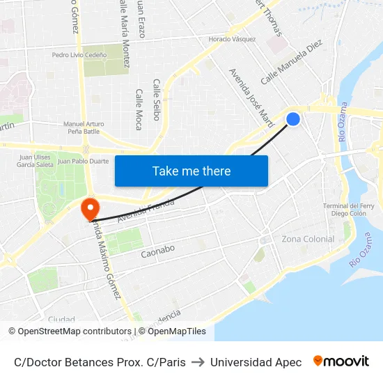 C/Doctor Betances Prox. C/Paris to Universidad Apec map