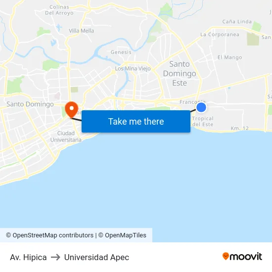 Av. Hipica to Universidad Apec map