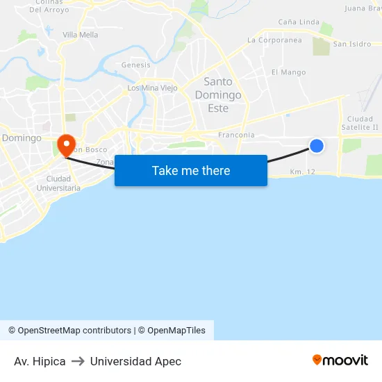 Av. Hipica to Universidad Apec map