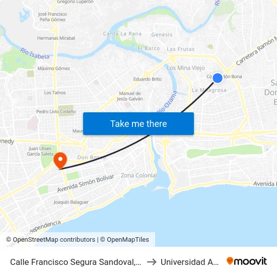 Calle Francisco Segura Sandoval, 143 to Universidad Apec map