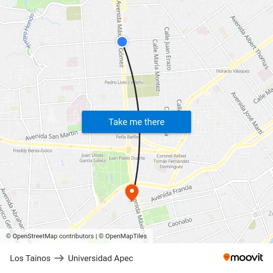 Los Tainos to Universidad Apec map