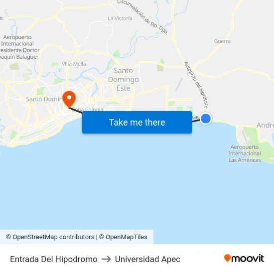 Entrada Del Hipodromo to Universidad Apec map