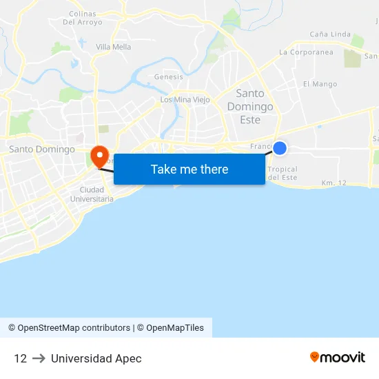 12 to Universidad Apec map