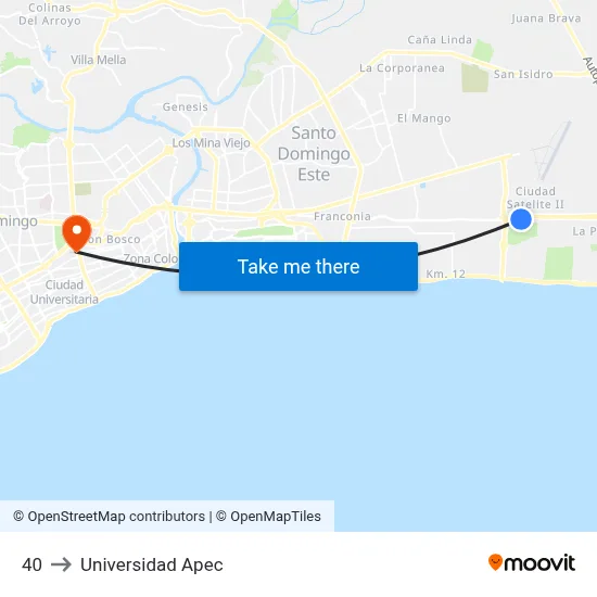 40 to Universidad Apec map