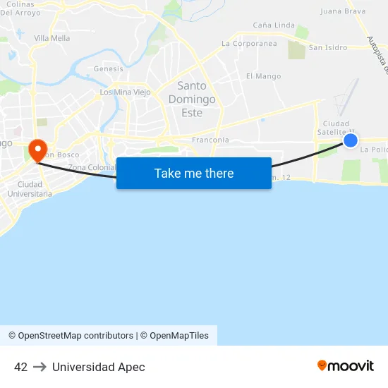 42 to Universidad Apec map