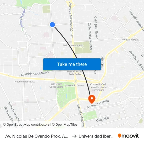 Av. Nicolás De Ovando Prox. Av. Ortega Y Gasset to Universidad Iberoamericana map