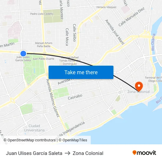 Juan Ulises García Saleta to Zona Colonial map