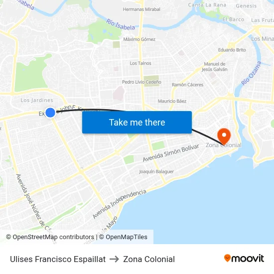 Ulises Francisco Espaillat to Zona Colonial map