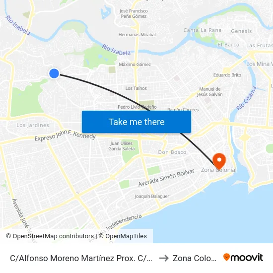 C/Alfonso Moreno Martínez Prox. C/Arabia to Zona Colonial map