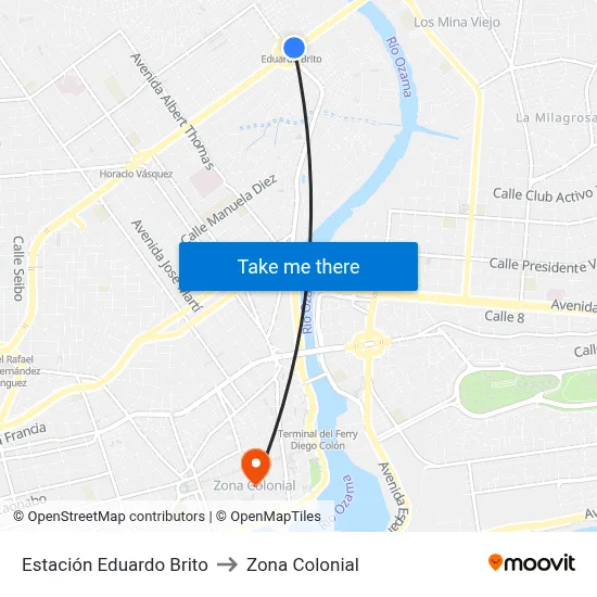 Estación Eduardo Brito to Zona Colonial map