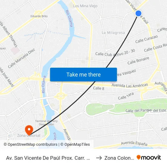 Av. San Vicente De Paúl Prox. Carr. Mella to Zona Colonial map