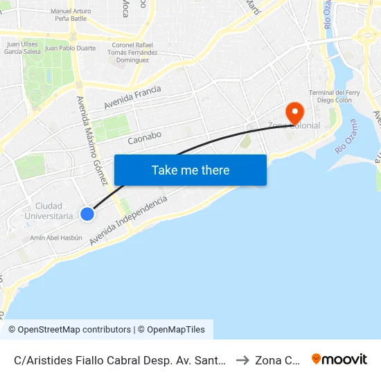 C/Aristides Fiallo Cabral Desp. Av. Santo Tomas De Aquino to Zona Colonial map