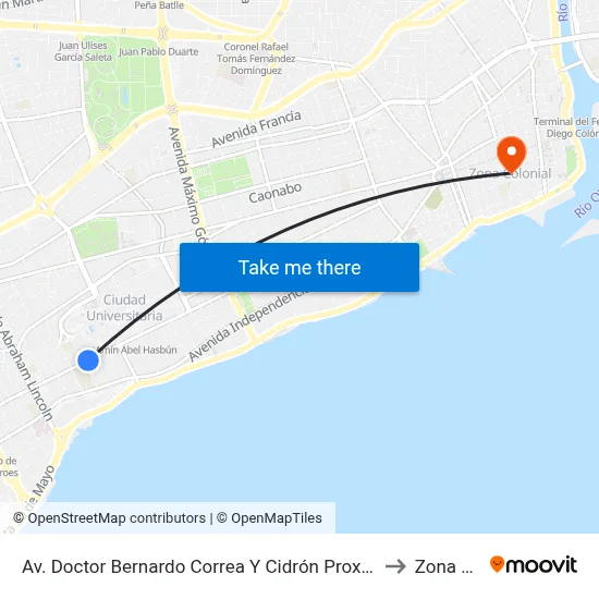 Av. Doctor Bernardo Correa Y Cidrón Prox. C/Lic. Rafael Augusto Sanchez to Zona Colonial map