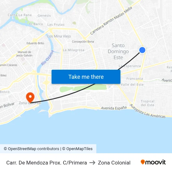 Carr. De Mendoza Prox. C/Primera to Zona Colonial map