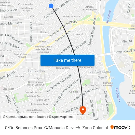 C/Dr. Betances Prox. C/Manuela Diez to Zona Colonial map