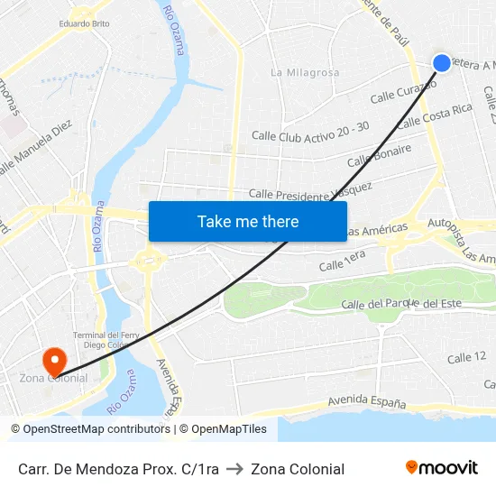 Carr. De Mendoza Prox. C/1ra to Zona Colonial map