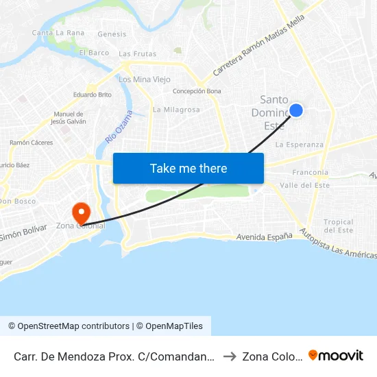 Carr. De Mendoza Prox. C/Comandante Castro to Zona Colonial map