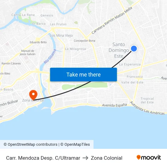 Carr. Mendoza Desp. C/Ultramar to Zona Colonial map
