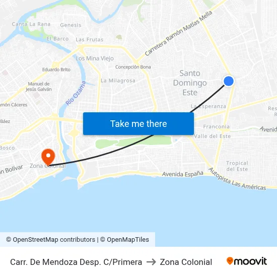 Carr. De Mendoza Desp. C/Primera to Zona Colonial map