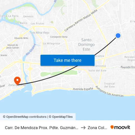 Carr. De Mendoza Prox. Pdte. Guzmán Fernández to Zona Colonial map