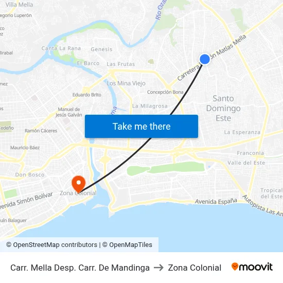 Carr. Mella Desp. Carr. De Mandinga to Zona Colonial map