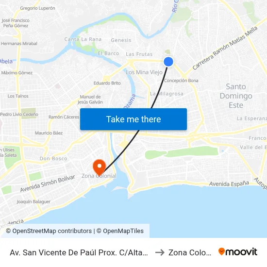 Av. San Vicente De Paúl Prox. C/Altagracia to Zona Colonial map